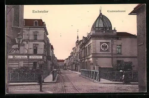 AK Eschweiler, Grabenstrasse mit Postamt