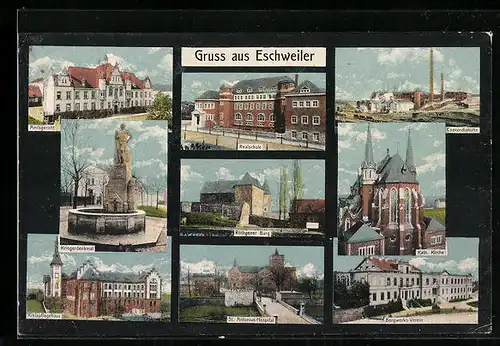 AK Eschweiler, Realschule, Röthgener Burg, Kriegerdenkmal