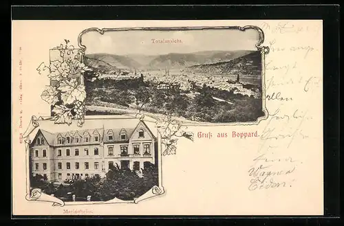 AK Boppard, Blick auf das Marienheim und Totalansicht