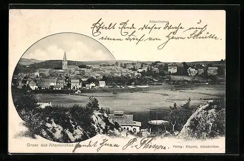 AK Altenkirchen, Blick auf den Ort mit Kirche