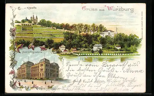 Lithographie Würzburg, Käpelle, Neues Collegienhaus