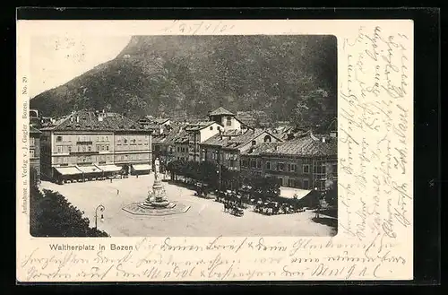 AK Bozen, Waltherplatz von oben gesehen