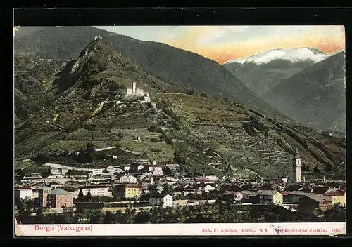 AK Borgo /Valsugana, Ortsansicht mit Burg