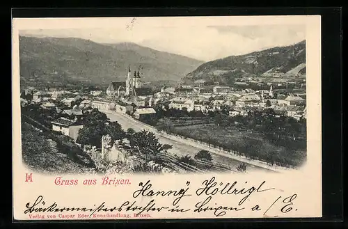 AK Brixen, Panorama mit Kirche