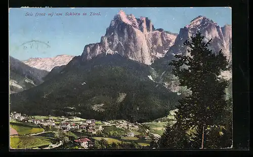 AK Seis am Schlern, Panorama mit Bergen