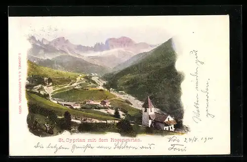 AK St. Cyprian, Panorama mit dem Rosengarten