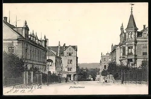 AK Frankenberg i. Sa., Blick in die Moltkestrasse