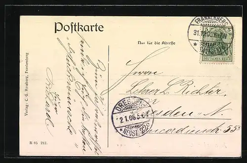 AK Frankenberg i. Sa., Blick in die Moltkestrasse