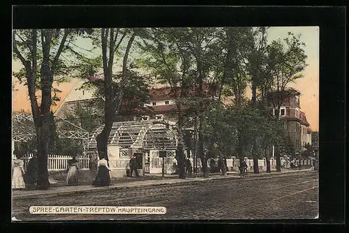 AK Berlin-Treptow, Gasthaus Spree-Garten-Treptow, Haupteingang