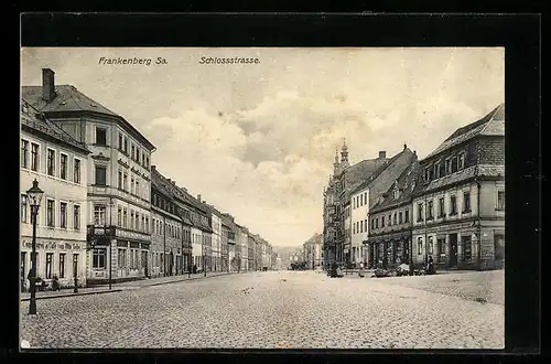 AK Frankenberg i. Sa., Schlossstrasse mit Café