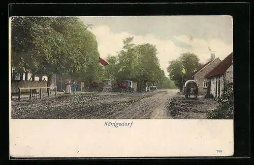 AK Königsdorf, Strassenpartie mit Pferdewagen