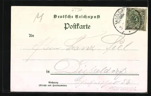 Lithographie Mülheim a. Rhein, Dampfer der Mülheimer Dampfschifffahrts Actien-Gesellschaft, Kölner Dom