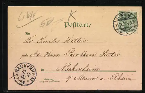 Lithographie Köln-Kalk, Offizier-Casino, Kaiserl. Postamt