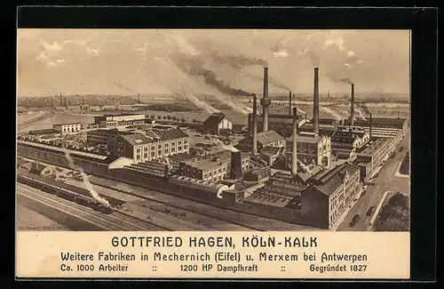 AK Köln-Kalk, Fabrik Gottfried Hagen, Abt. Gummifäden