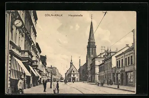 AK Köln-Kalk, Hauptstrasse mit Kirche
