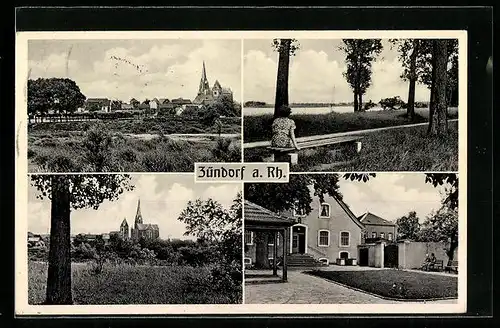 AK Köln-Zündorf, Ortsansicht mit Kirche