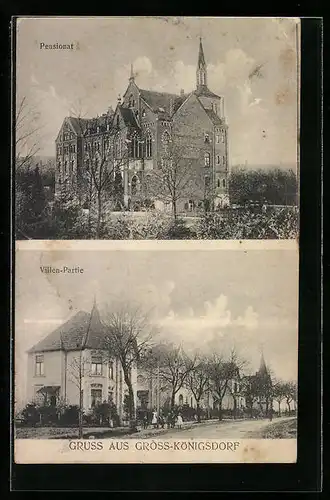 AK Gross-Königsdorf, Pensionat, Villen-Partie