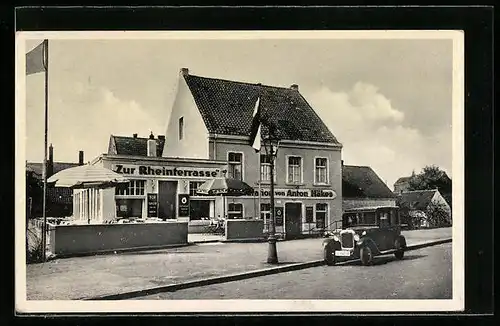 AK Köln-Niehl, Restaurant Zur Rheinterrasse, Niehler Damm 213, Strassenansicht mit Automobil