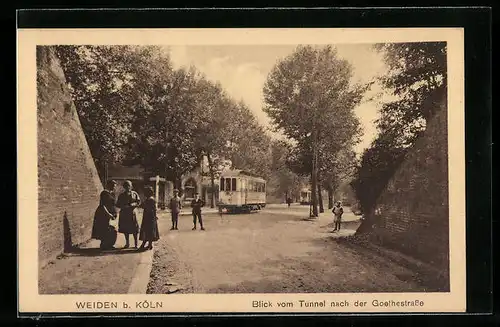 AK Weiden bei Köln, Am Tunnel Goethestrasse, Strassenbahn, Frauengruppe