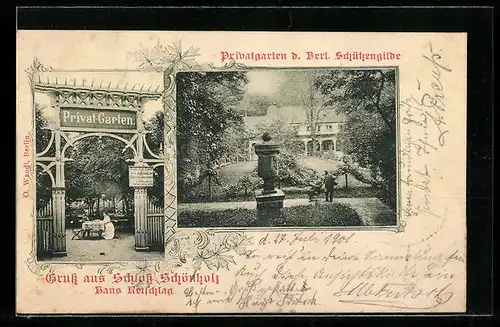 AK Berlin-Reinickendorf, Schloss Schönholz, Privatgarten der Berliner Schützengilde