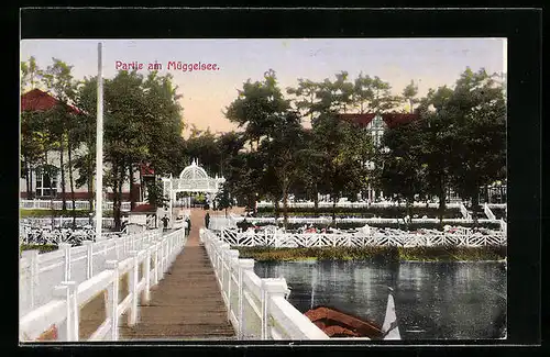 AK Berlin-Köpenick, Gasthaus Prinzengarten am Müggelsee mit Steg