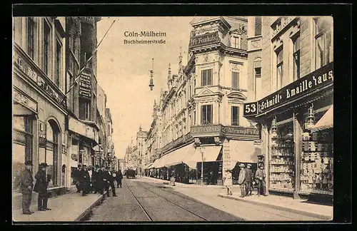 AK Köln-Mülheim, Buchheimerstrasse mit Geschäften