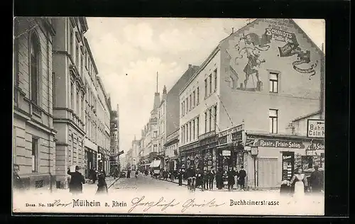 AK Mülheim a. Rhein, Buchheimerstrasse mit Geschäften