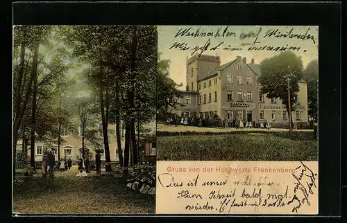 AK Frankenberg, Gasthaus Hochwarte, Garten
