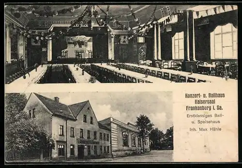 AK Frankenberg i. Sa., Konzert- und Ballhaus Kaisersaal, Chemnitzer Strasse 27, Innenansicht