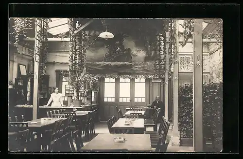 Foto-AK Frankenberg /Sachsen, Gasthof Wintergarten 1916, Innenansicht