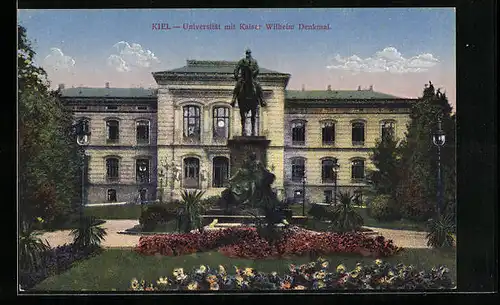 AK Kiel, Universität mit Kaiser Wilhelm Denkmal