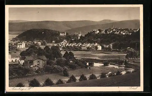 AK Arnsberg i. W., Panoramablick von der Anhöhe aus gesehen