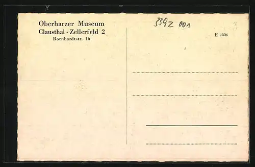AK Clausthal-Zellerfeld, Oberharzer Museum, Biedermeierzimmer, Bornhardtstr. 16