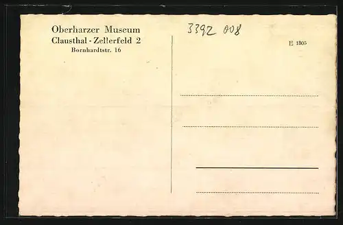 AK Clausthal-Zellerfeld, Oberharzer Museum, Betsaal, Bornhardtstr. 16