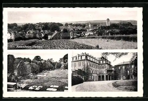 AK Assenheim / Hessen, Gebäudeansicht, Park, Totalansicht