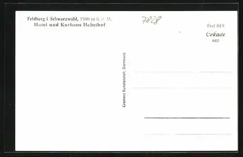 AK Feldberg i. Schwarzwald, Hotel und Kurhaus Hebelhof