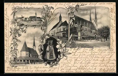 AK Altötting, Kapuziner-Kloster mit Kirche St. Anna, Pfarrkirche, Gnadenbild