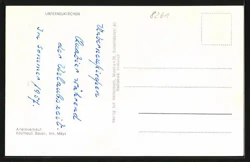 AK Unterneukirchen, Teilansicht mit Kirche