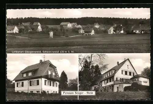 AK Gaugenwald /Schwarzwald, Pension Seeger-Stein, Eingang, Ortspartie