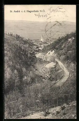 AK St. Andrä v. d. Hagenthale, Totale vom Berg aus gesehen