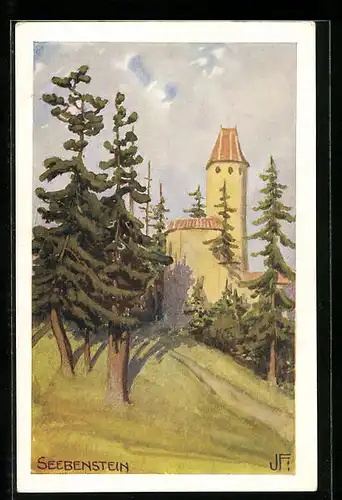 Künstler-AK Pitten, Burg Seebenstein
