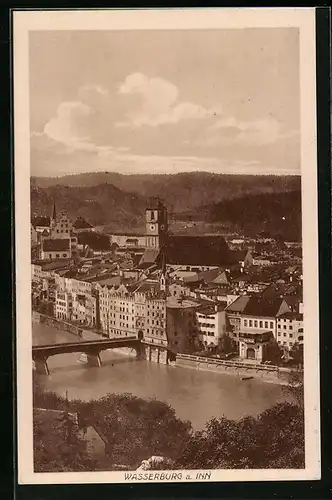 AK Wasserburg a. Inn, Teilansicht aus der Vogelschau