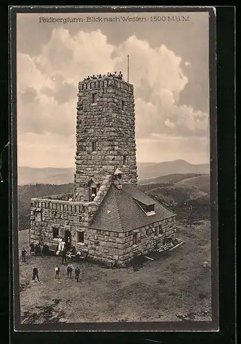 AK Feldberg / Schwarzwald, Feldbergturm mit Blick nach Westen