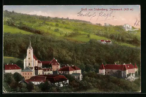 AK Stubenberg, Ortspartie mit Kirche