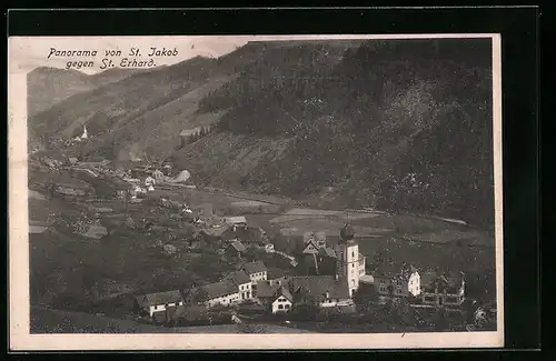 AK St. Erhard, Panorama von St. Jakob gegen den Ort