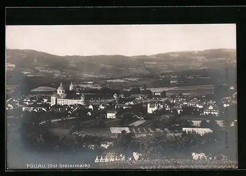 AK Pöllau, Panorama vom Berg aus gesehen