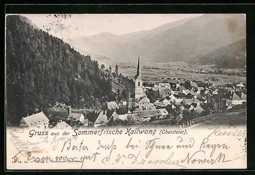 AK Kallwang, Panorama vom Berg aus gesehen