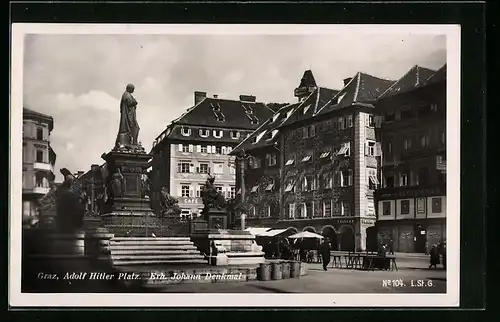 AK Graz, Platz mit Erh. Johann Denkmal