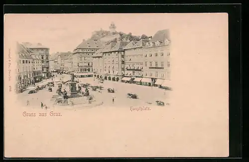 AK Graz, Hauptplatz mit Brunnen