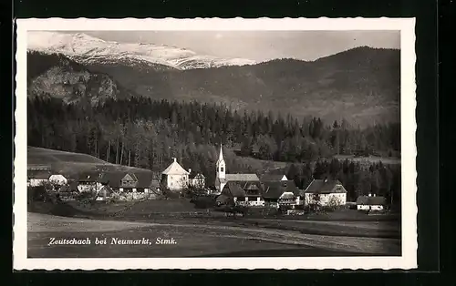 AK Zeutschach bei Neumarkt, Panorama mit Kirche